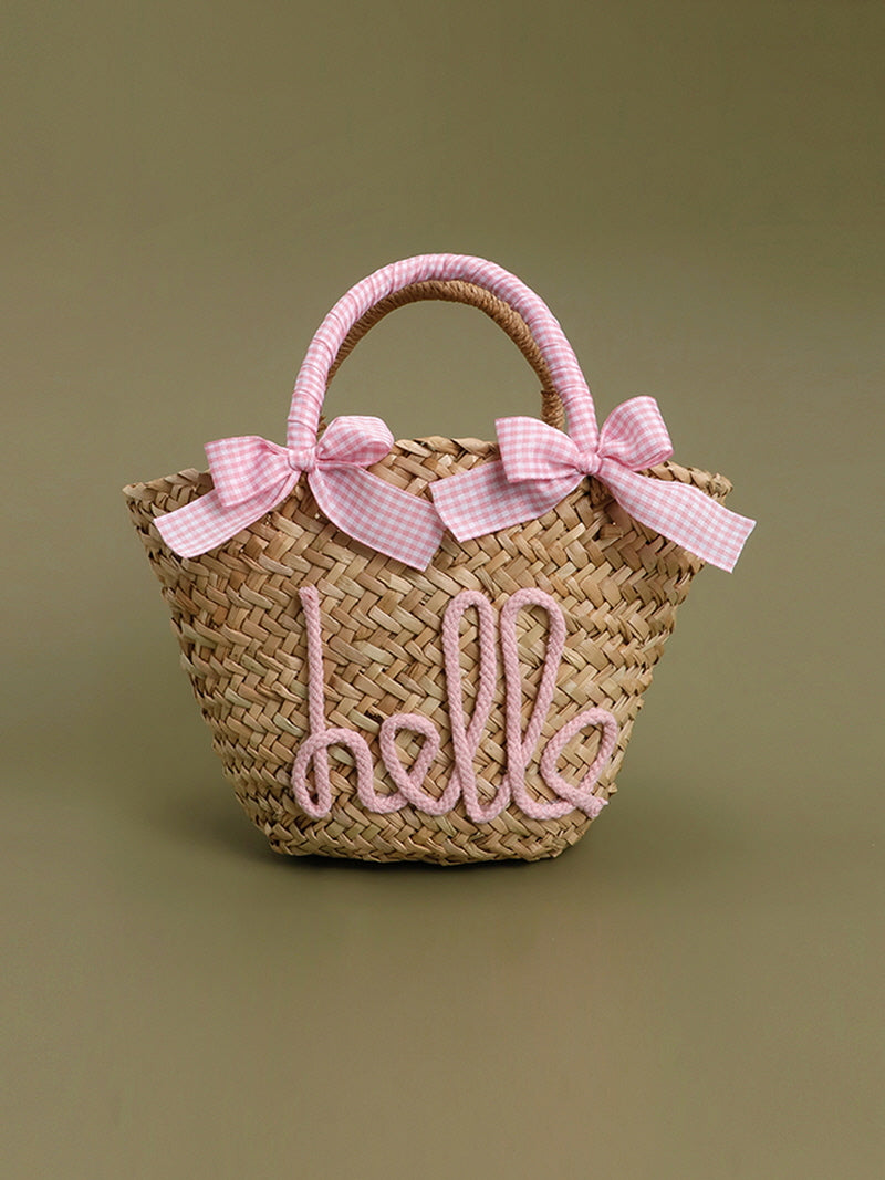 Pink Ribbon Straw Tote