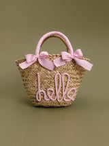 Pink Ribbon Straw Tote