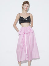 Peplum Sheer Midi Skirt