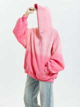 Vivid Pink Gradient Loose Hoodie