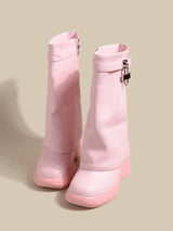 Pink Lock Detail Combat Boots