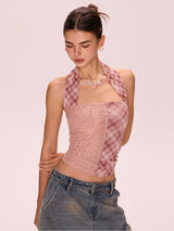 Split Check Halter Top