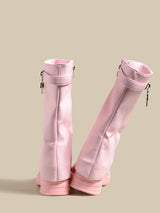 Pink Lock Detail Combat Boots