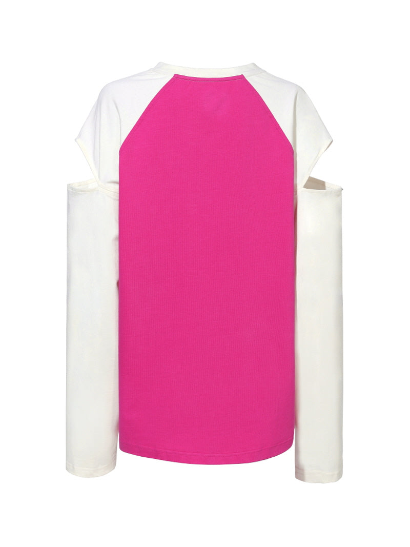 Pink & Beige Cutout Tee