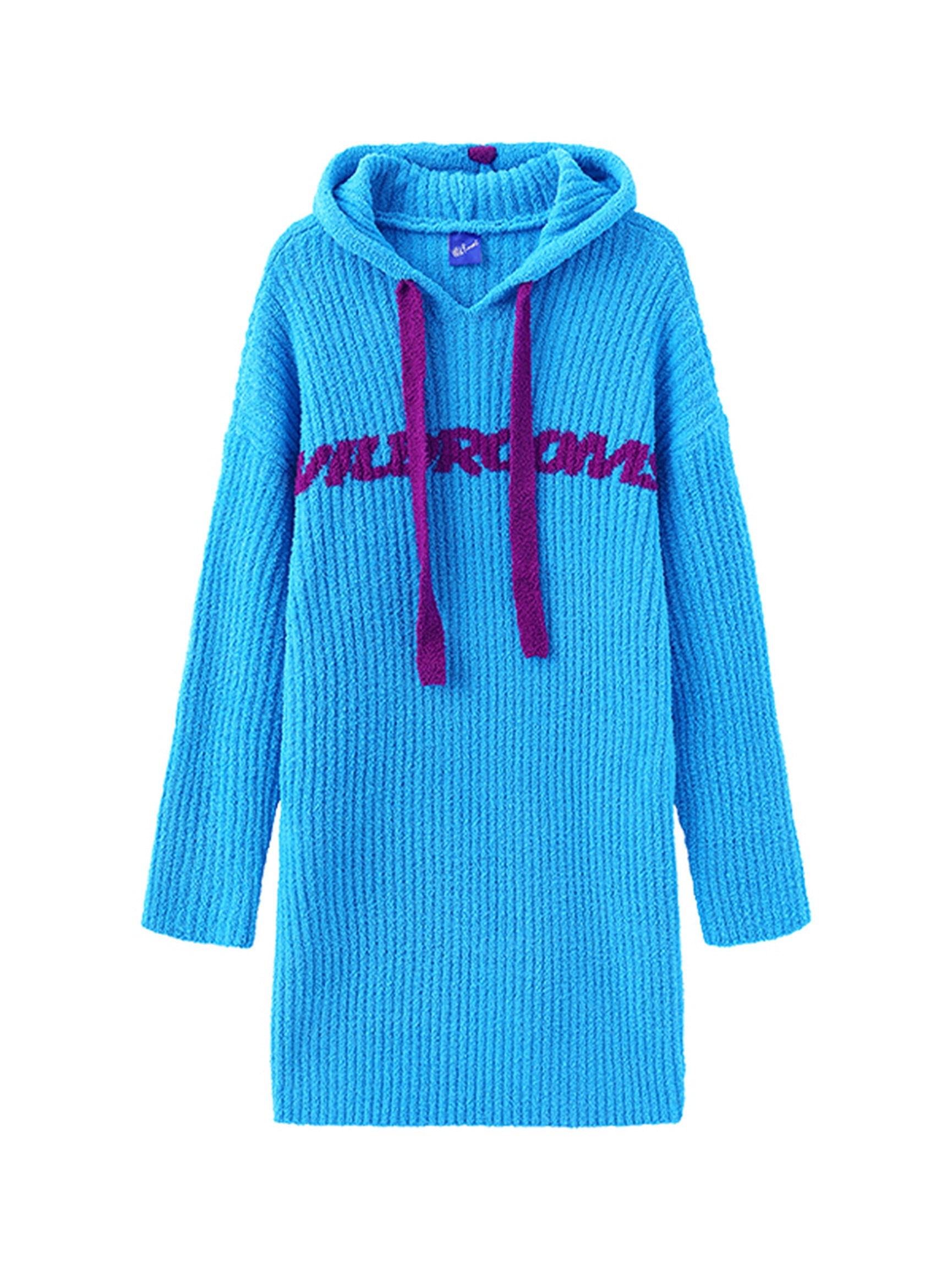 Oversized Hoodie Sweater Dress  Vivid Blue / Lime Green