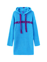 Oversized Hoodie Sweater Dress  Vivid Blue / Lime Green