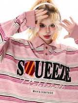 Striped Pink Polo Tee
