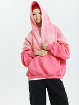 Vivid Pink Gradient Loose Hoodie