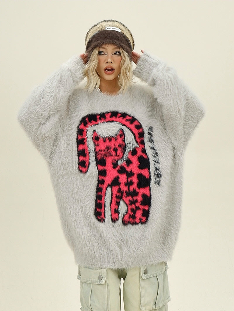 Pink Cat Knit Sweater
