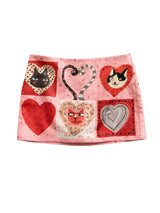 Pink Patchwork Mini Skirt