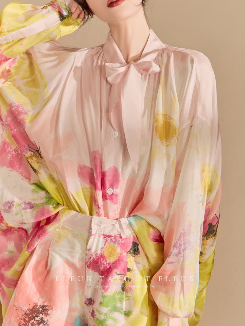 Floral Blouse & Shorts Set