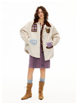 Cream Patch Padded Shirt Jacket