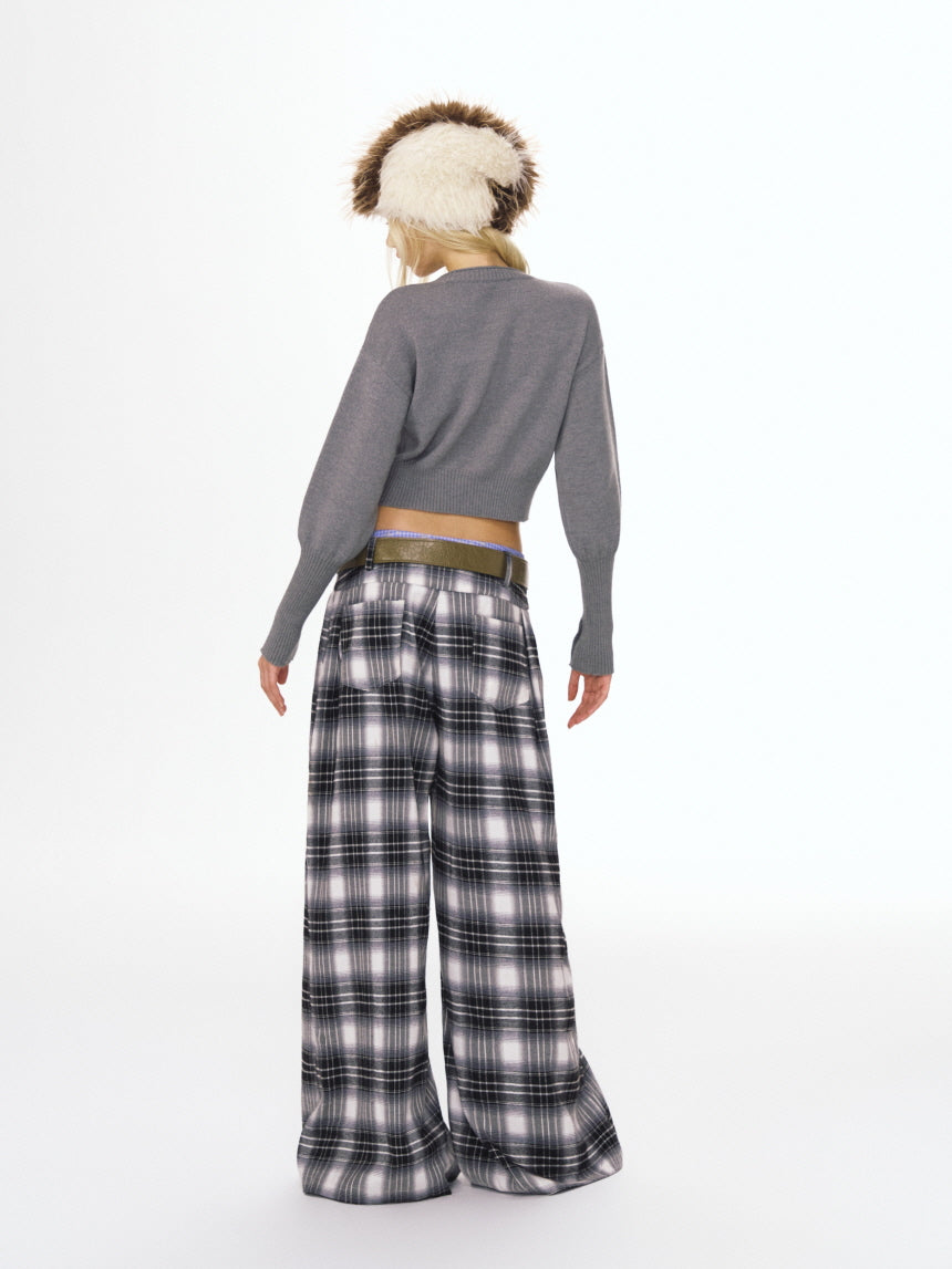 Gray Puppy Graphic Crop Cardigan