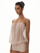 Pink Draped Tube Mini Dress