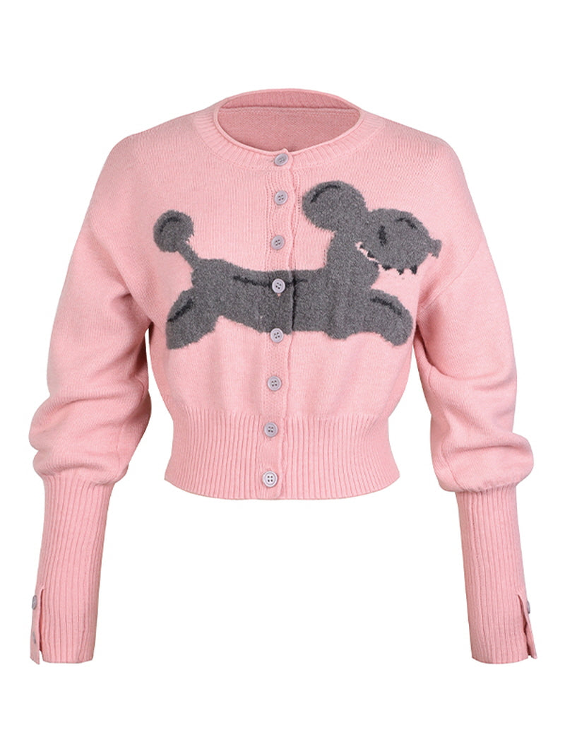 Pink Puppy Graphic Crop Cardigan