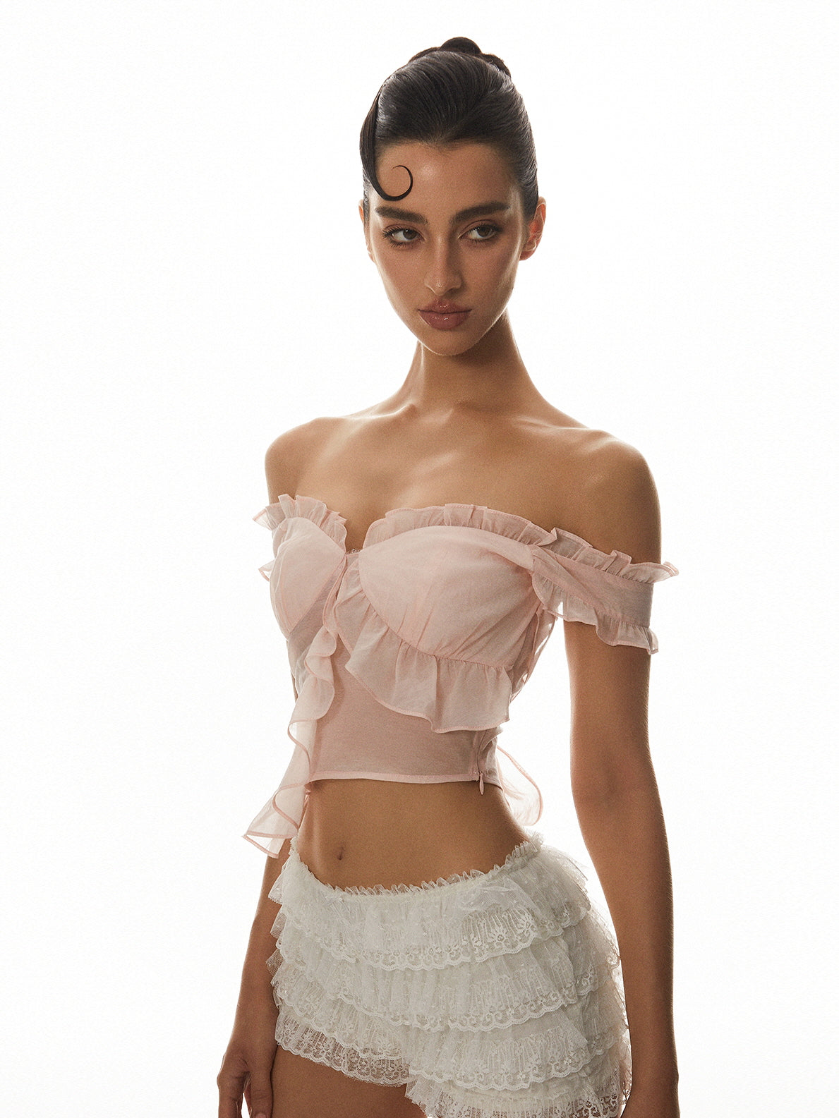 Pink Off-Shoulder Crop Top