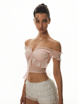 Pink Off-Shoulder Crop Top