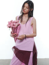Pink Layered Loungewear - Vest / Pants / Skirt