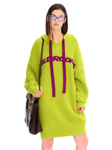 Oversized Hoodie Sweater Dress  Vivid Blue / Lime Green
