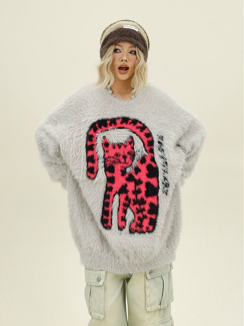 Pink Cat Knit Sweater