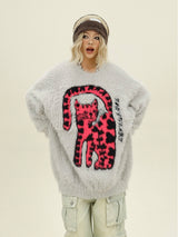 Pink Cat Knit Sweater