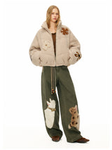 Khaki Rabbit & Deer Patch Pants
