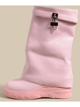 Pink Lock Detail Combat Boots