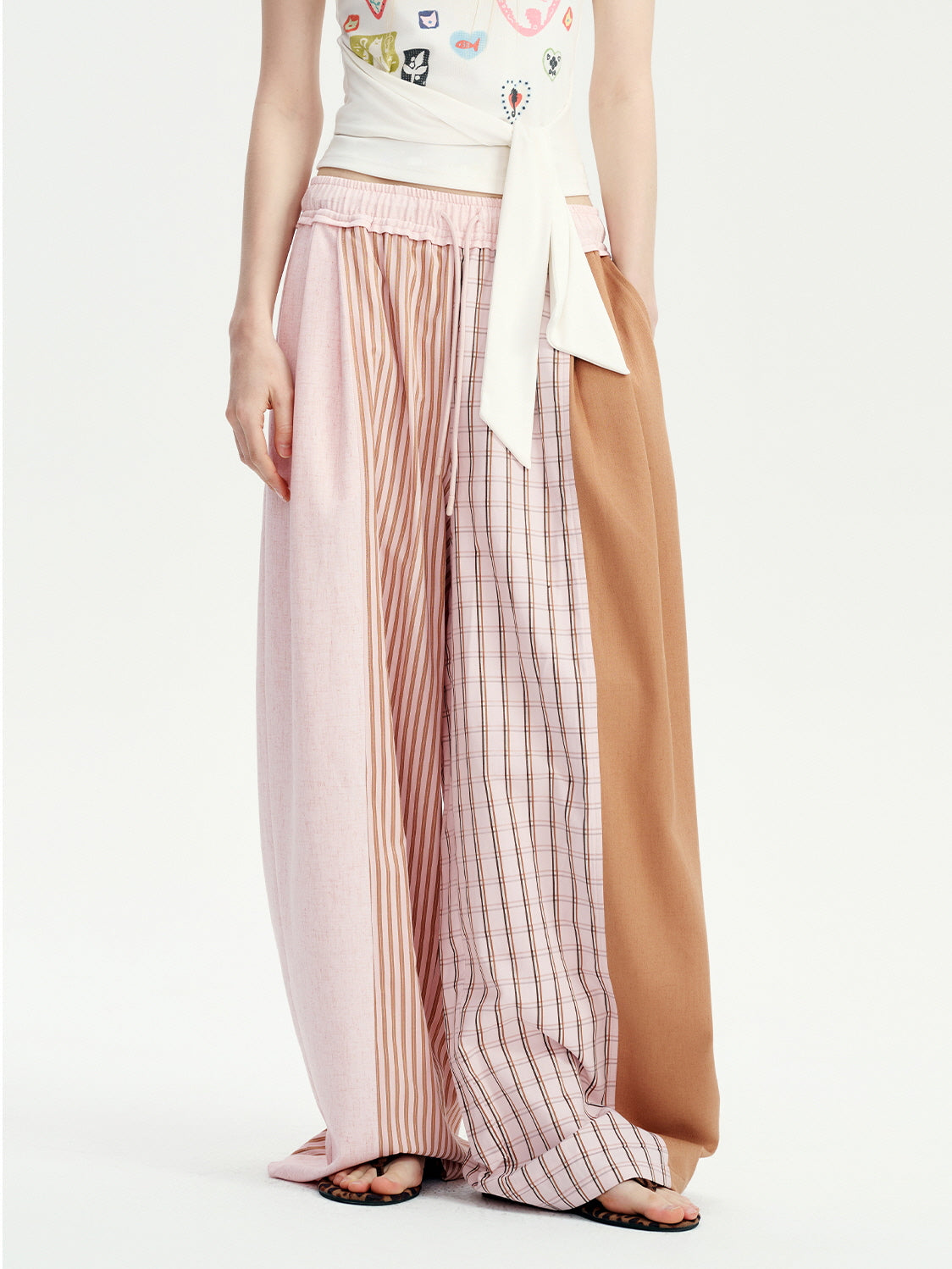 Pink Patchwork Wide Pants