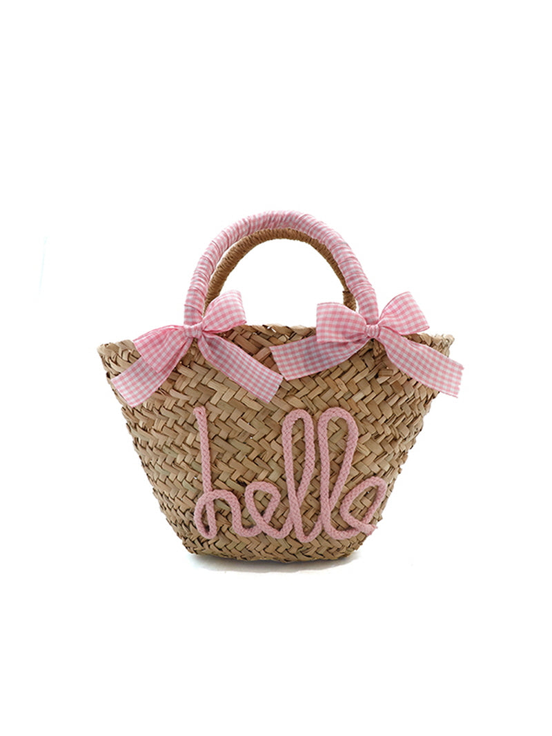 Pink Ribbon Straw Tote