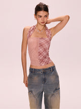 Split Check Halter Top