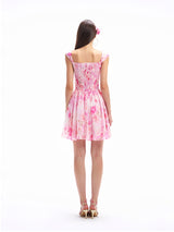 Watercolor Floral Chiffon Mini Dress
