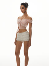 Pink Off-Shoulder Crop Top