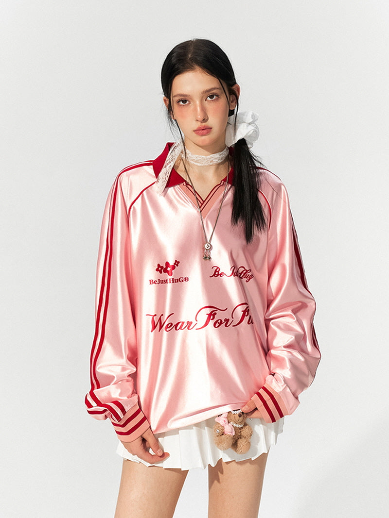 Pastel Pink Varsity Jersey Tee