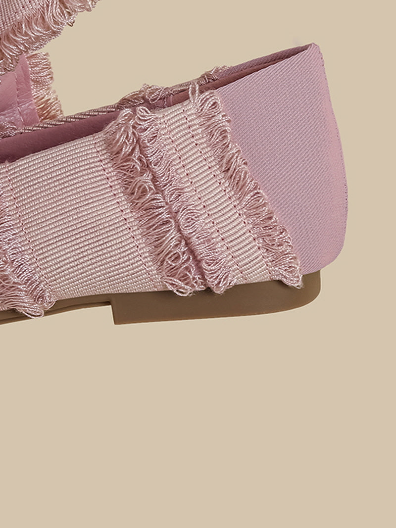 Ruffle Strap Chunky Heels