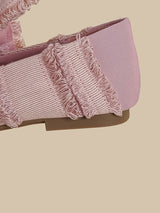 Ruffle Strap Chunky Heels