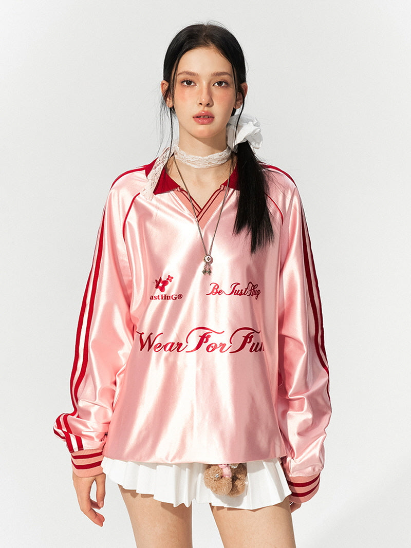 Pastel Pink Varsity Jersey Tee