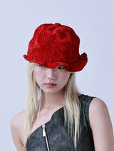 Red Velvet Frill Bucket Hat
