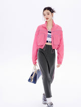 Pink Cropped Track Jacket