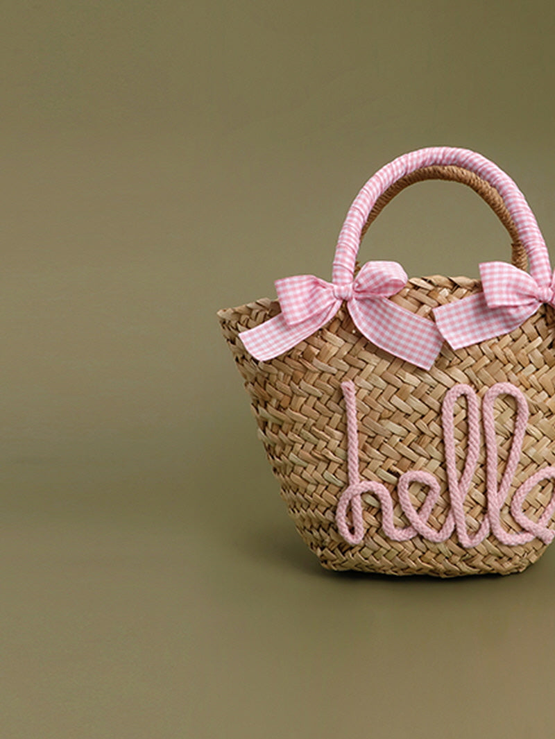 Pink Ribbon Straw Tote