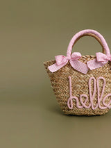 Pink Ribbon Straw Tote