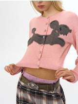 Pink Puppy Graphic Crop Cardigan