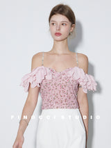 Jewel Strap Ruffle Top
