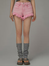 Pink Cut-Off Denim Shorts