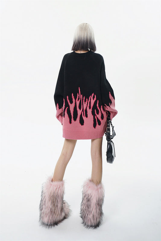 Pink Flame Oversized Sweater