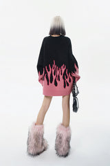 Pink Flame Oversized Sweater