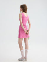 Hot Pink Corsage Mini Dress