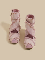 Ruffle Strap Chunky Heels
