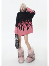 Pink Flame Oversized Sweater