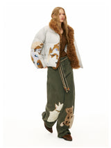 Khaki Rabbit & Deer Patch Pants