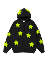 3D Star Patch Hooded Zip-Up